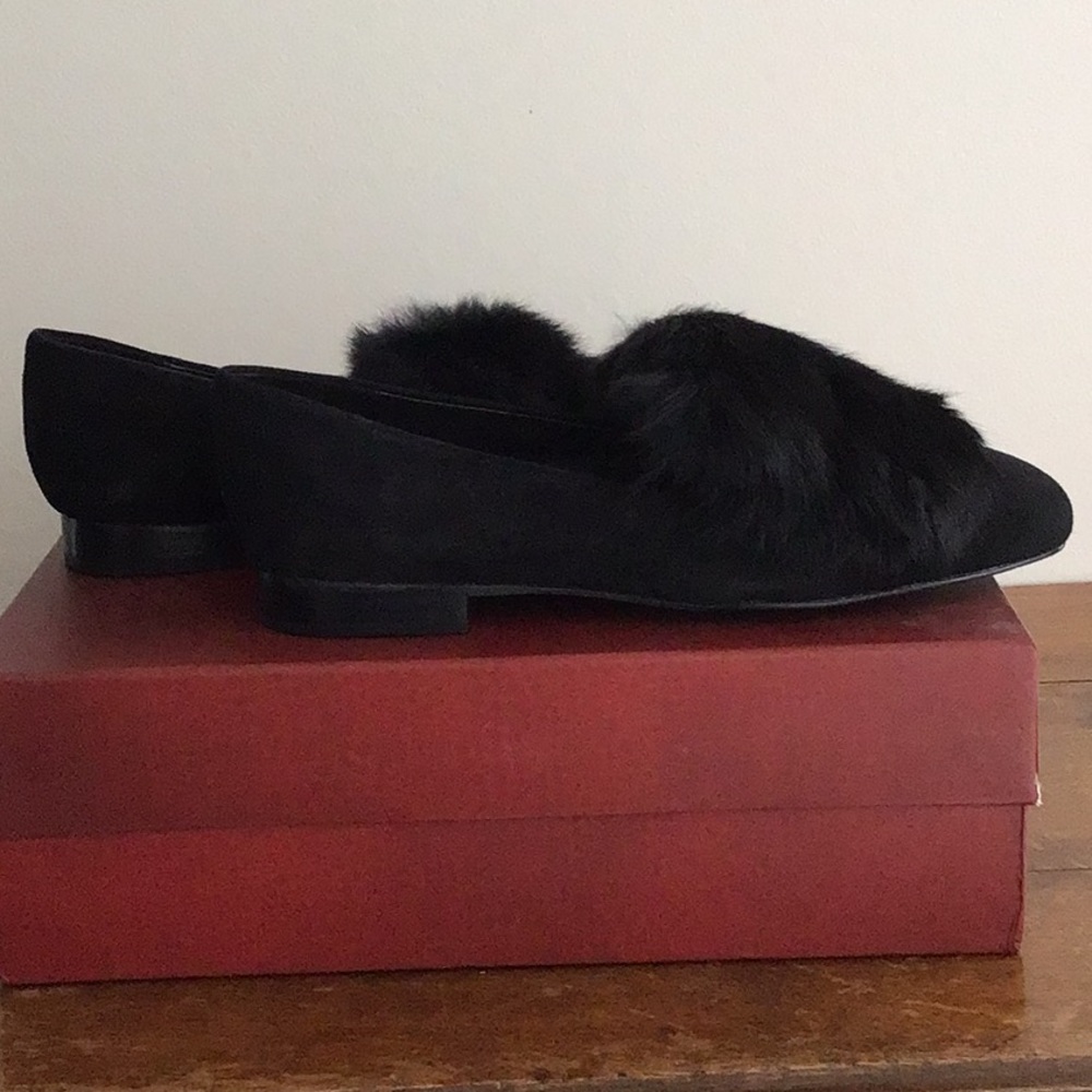 Donald Pliner Lilian-KS Black Kid suede and Fur Loafer - Picture 4 of 7